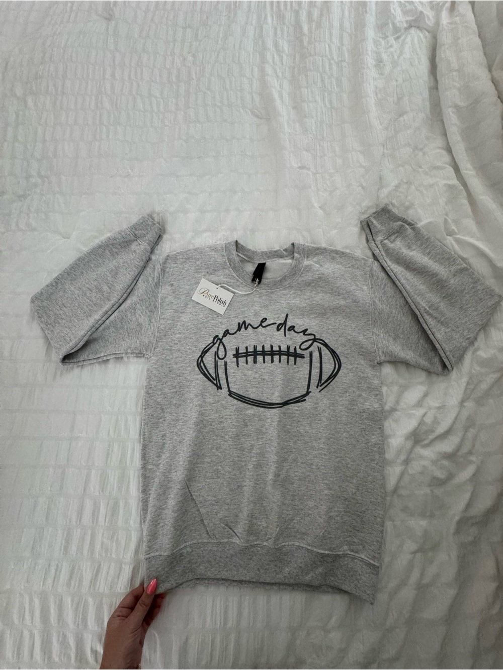 grey game day football crewneck
